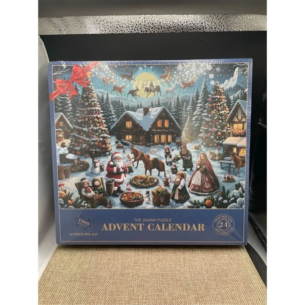 New Advent Calendar 2024 Christmas Jigsaw Puzzles Festive Fireplace 1008 Pieces